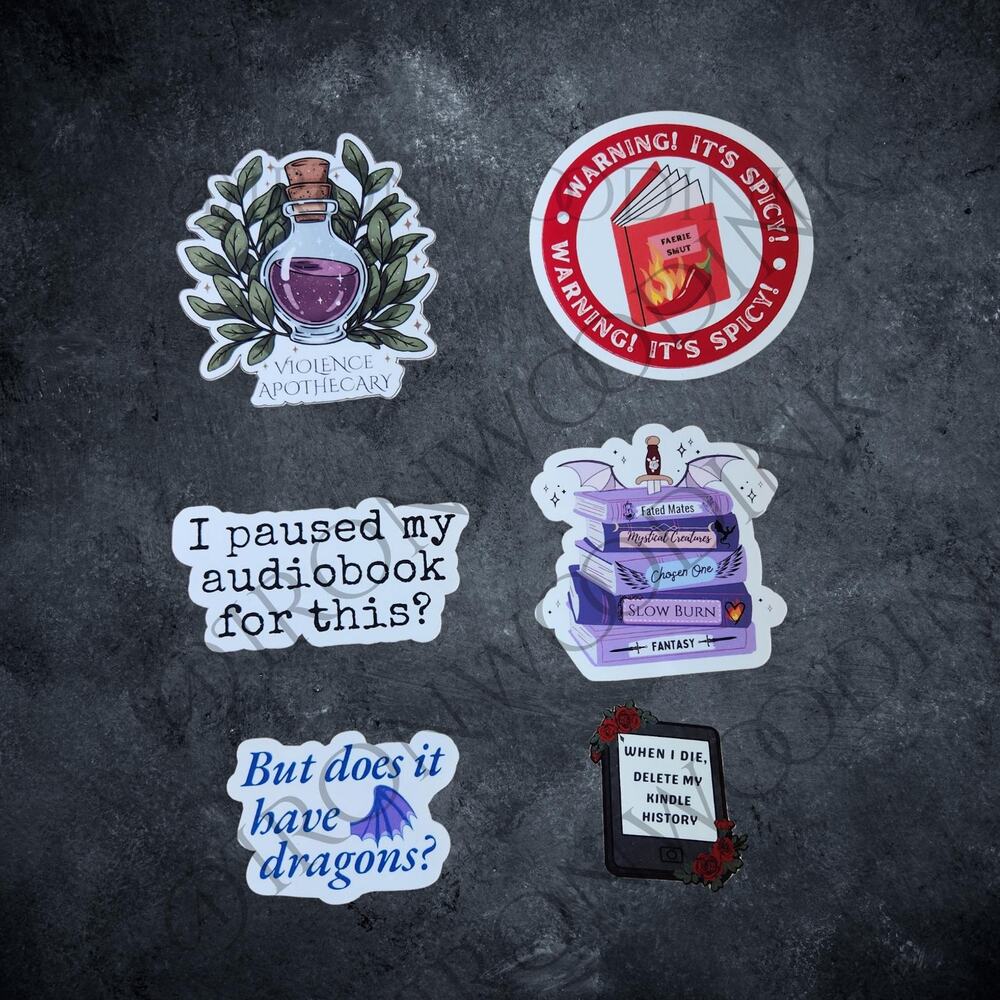 Sticker Bundle Original Art Bookish Booktok Dragon Fae Romantasy Fantasy Reading